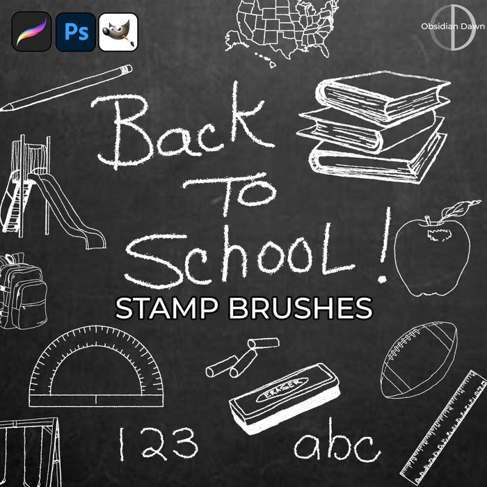 Back to School Brushes - Photoshop, Procreate, GIMP