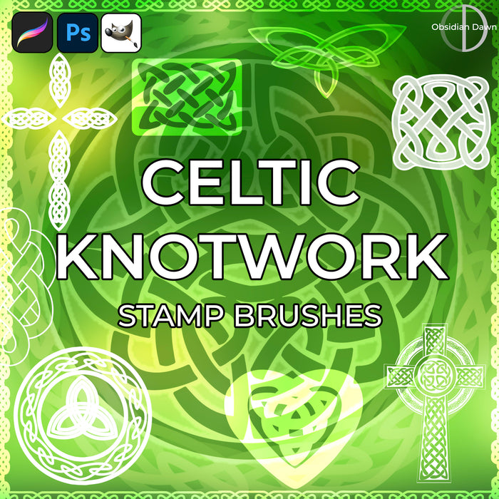 Celtic Knotwork Brushes - Photoshop, Procreate, GIMP