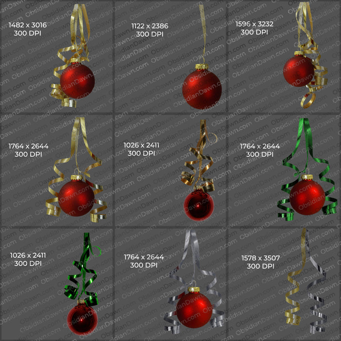 Christmas Ornaments and Ribbons PNGs
