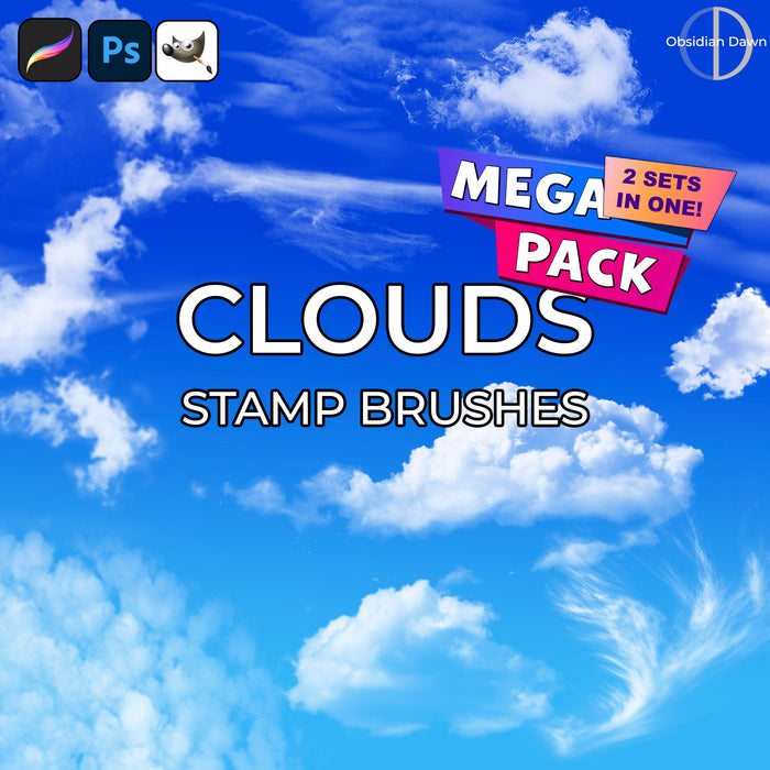 Clouds Brushes Mega Pack - Photoshop, Procreate, GIMP