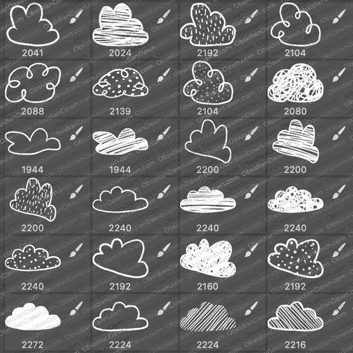 Cute Cloud Sketches Brushes - Photoshop, Procreate, GIMP