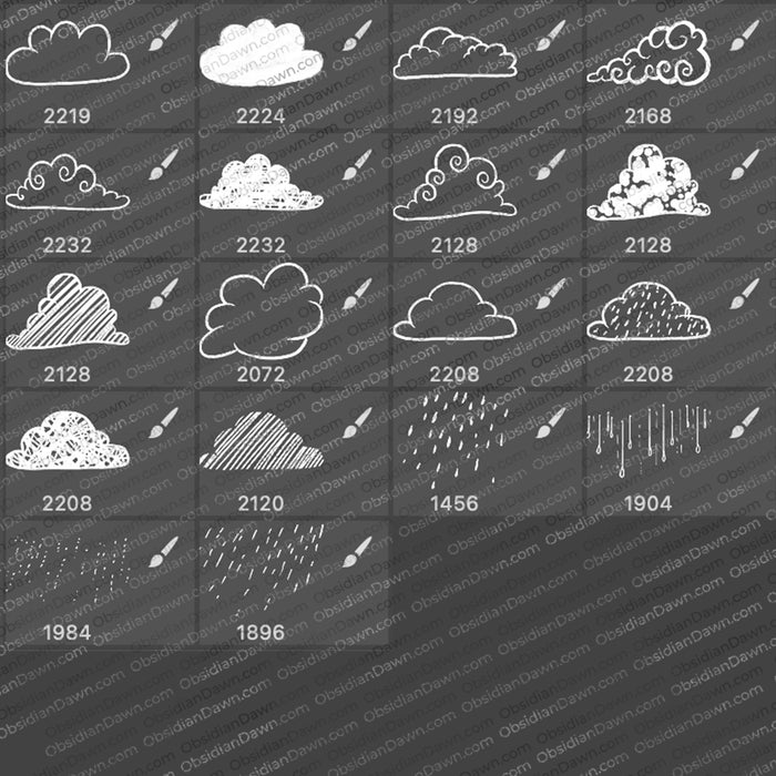 Cute Cloud Sketches Brushes - Photoshop, Procreate, GIMP