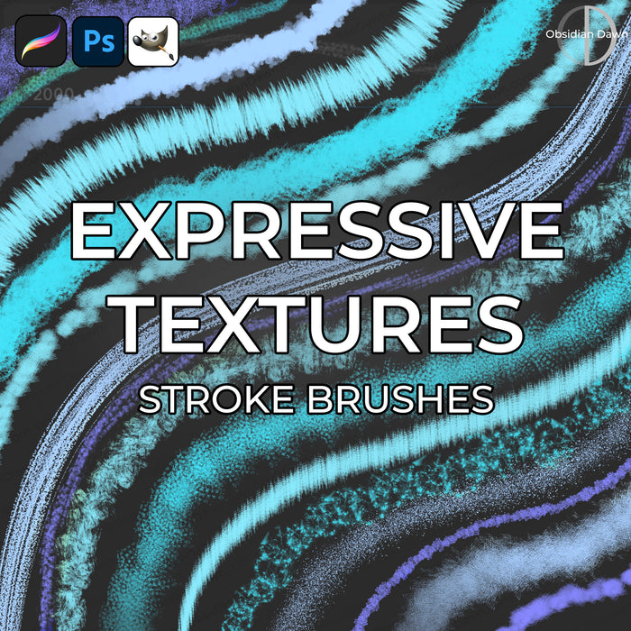 Expressive Textures Stroke Brushes - Photoshop, Procreate, GIMP
