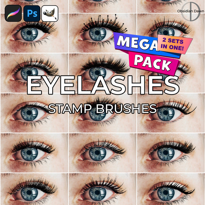 Eyelashes Brushes Mega pack – Photoshop, Procreate, GIMP