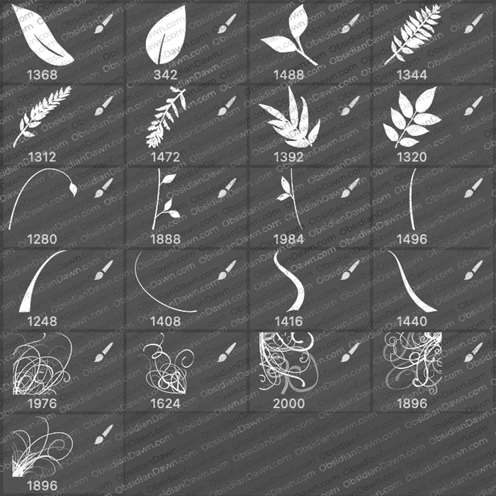 Foliage Swirls Brushes - Photoshop, Procreate, GIMP