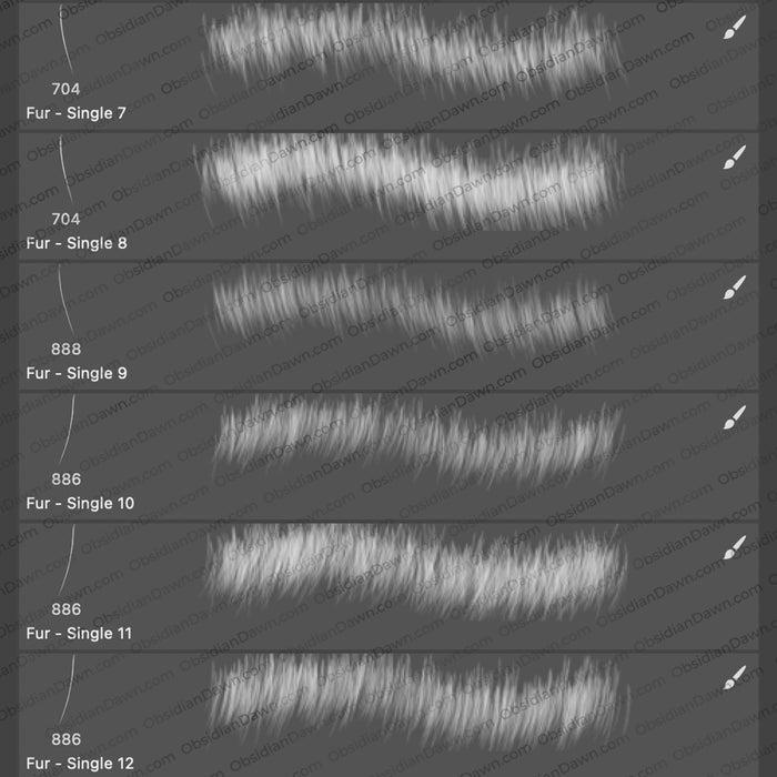 Fur Stroke Brushes - Photoshop, Procreate, GIMP