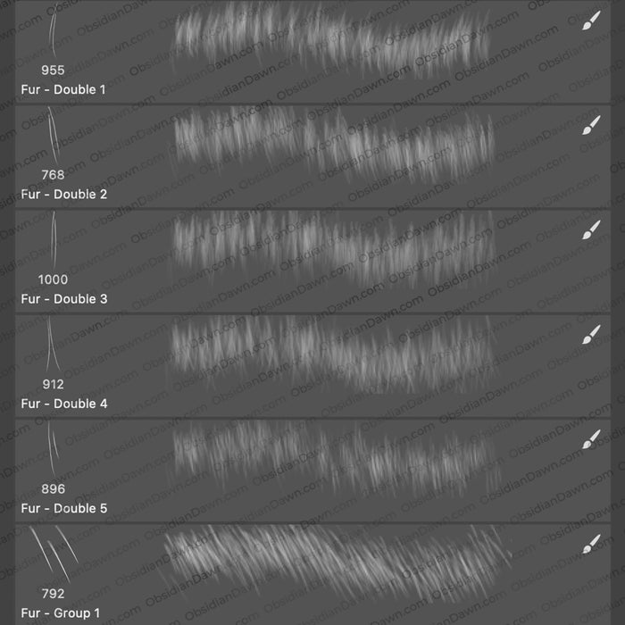 Fur Stroke Brushes - Photoshop, Procreate, GIMP
