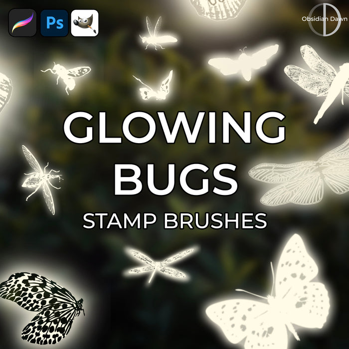 Glowing Bugs Brushes - Photoshop, Procreate, GIMP