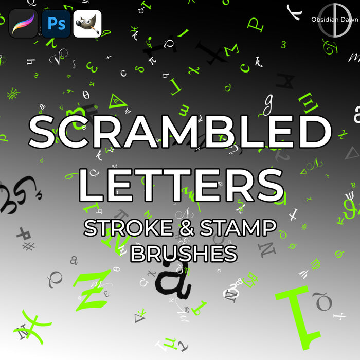 Scrambled Letters Brushes - Photoshop, Procreate, GIMP