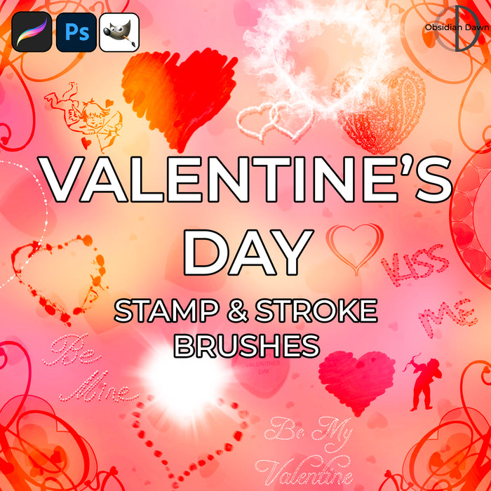 Valentine's Day Brushes - Photoshop, Procreate, GIMP