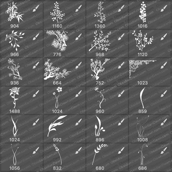 Vector Foliage Brushes - Photoshop, Procreate, GIMP