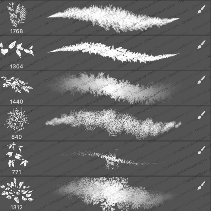 Vegetation Stroke Brushes - Photoshop, Procreate, GIMP