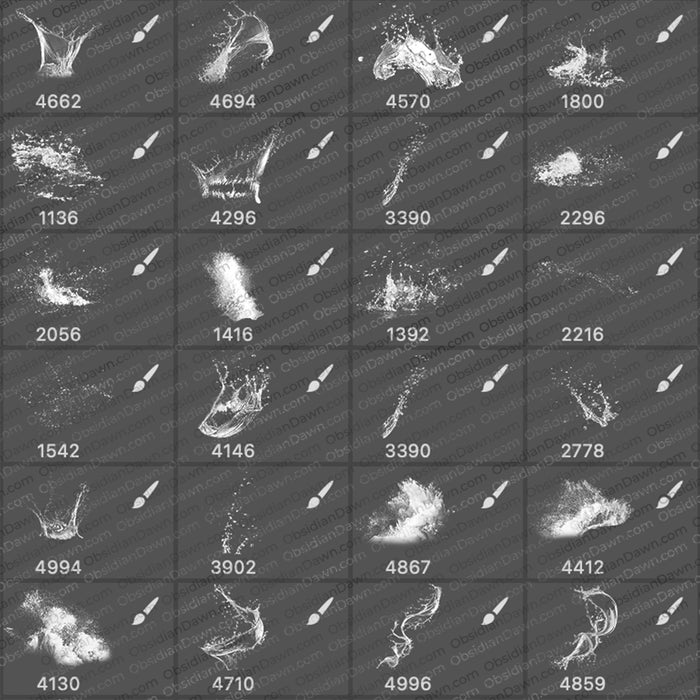 Water Brushes Mega Pack - Photoshop, Procreate, GIMP