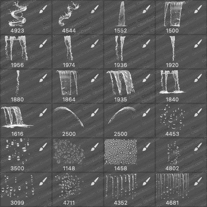 Water Brushes Mega Pack - Photoshop, Procreate, GIMP