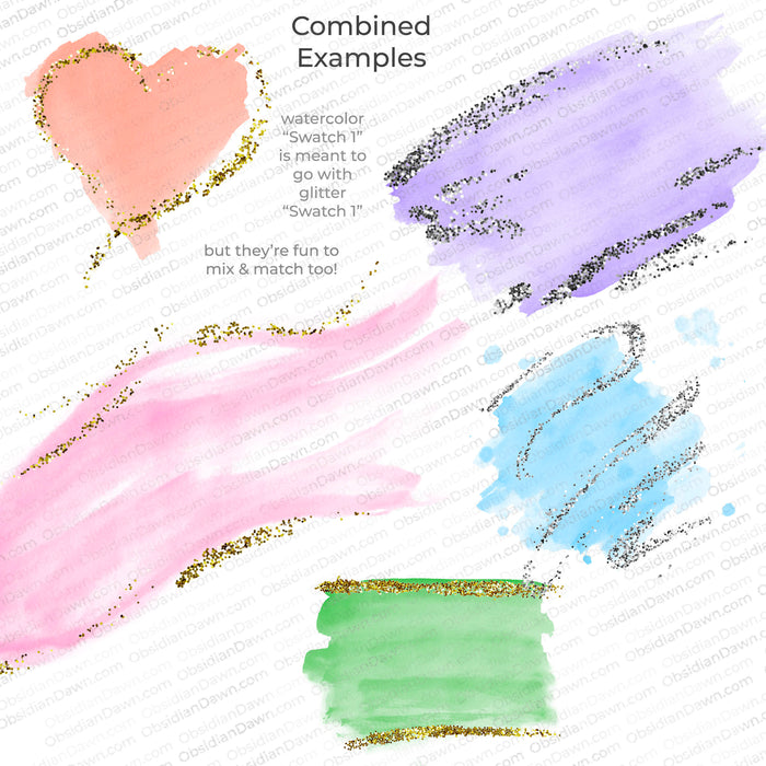 Watercolor & Glitter PNGs