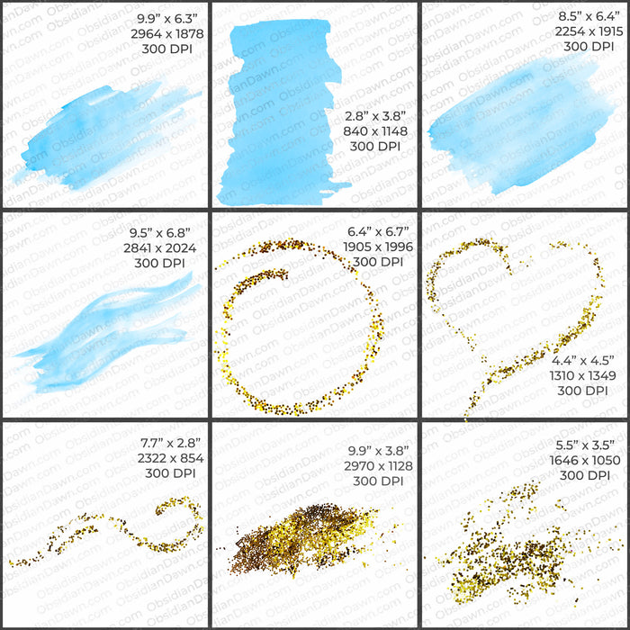 Watercolor & Glitter PNGs