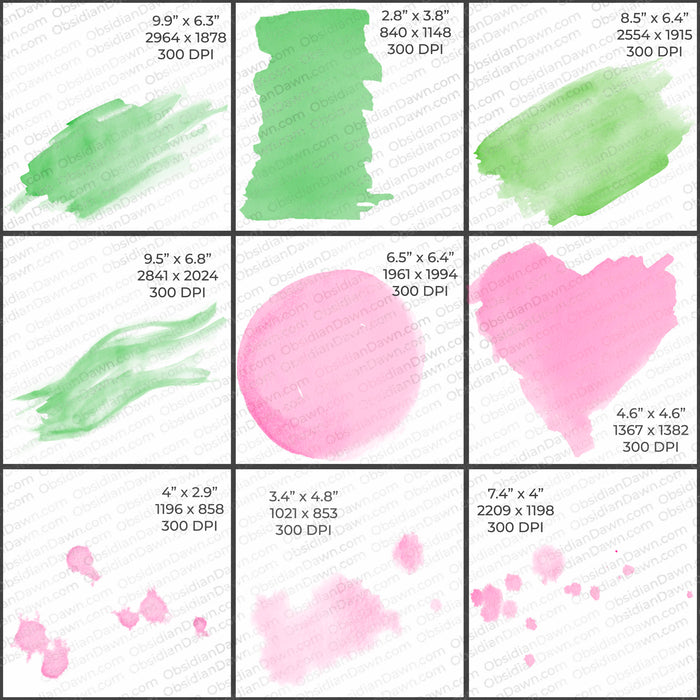 Watercolor & Glitter PNGs