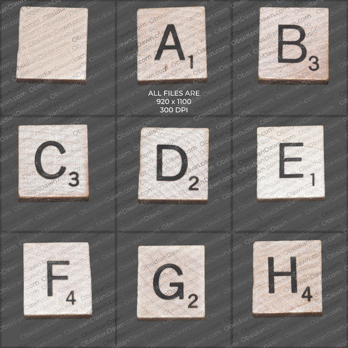 Wooden Letter Tiles PNGs