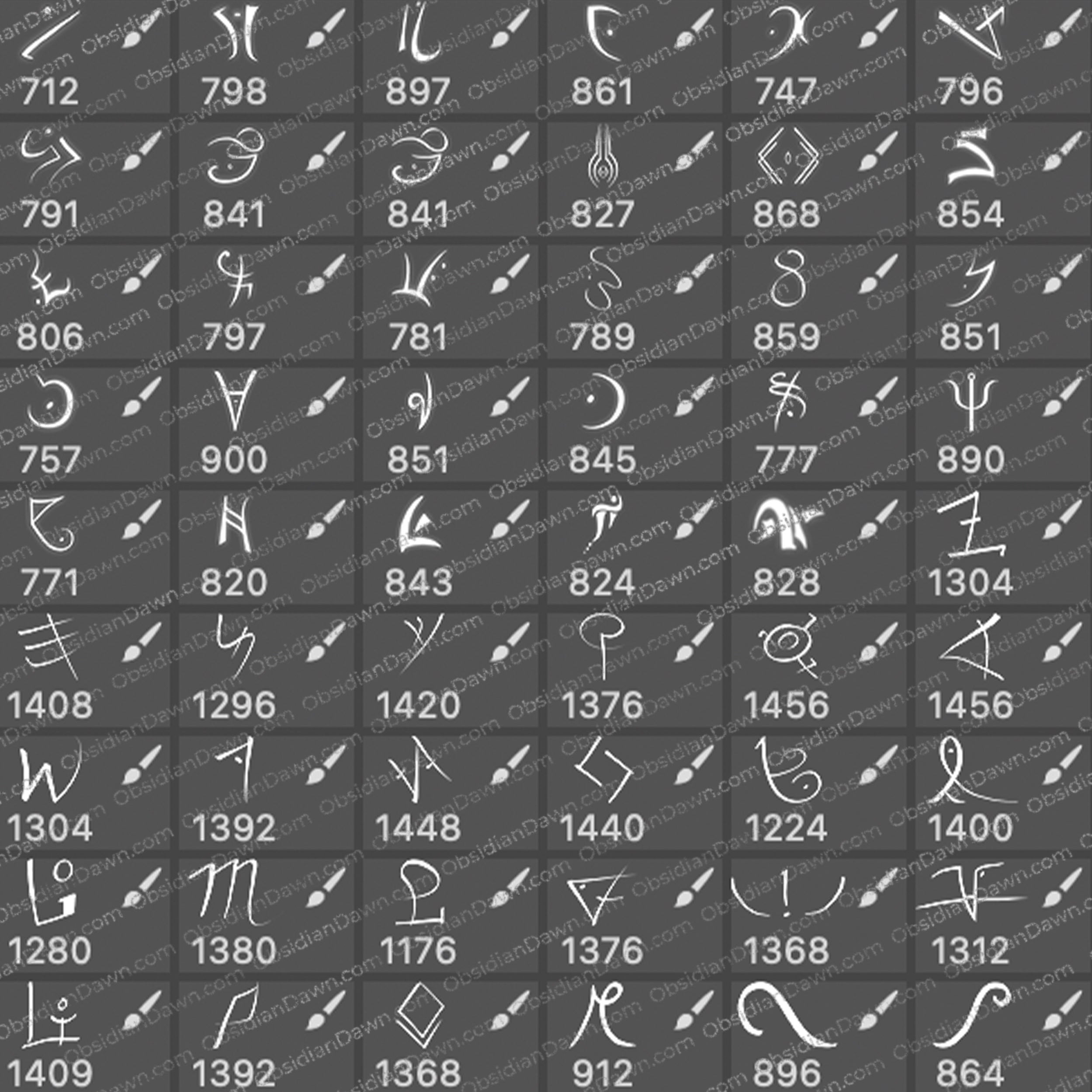 Arcane Runes Brushes Mega Pack – Photoshop, Procreate, GIMP — Obsidian Dawn