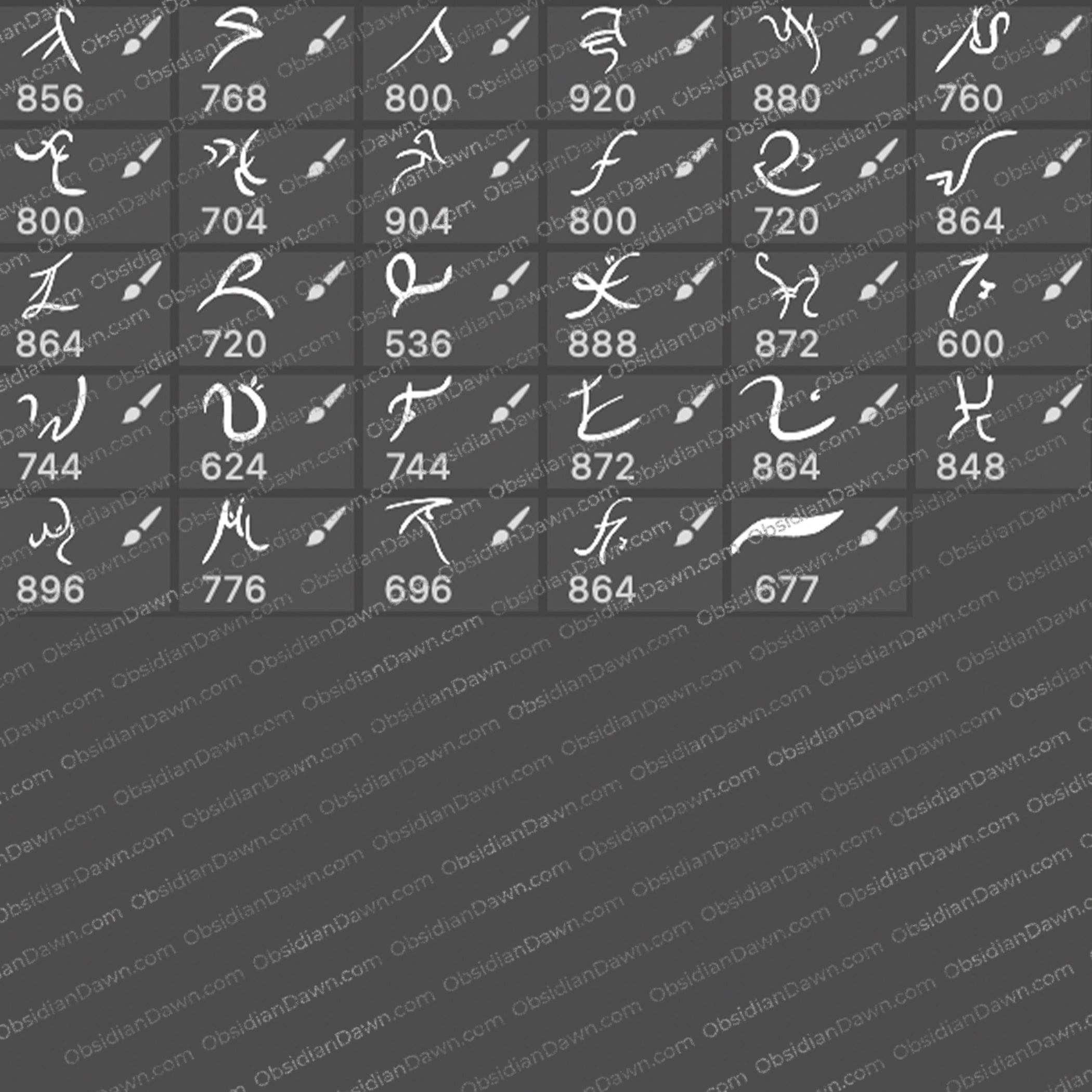 Arcane Runes Brushes Mega Pack – Photoshop, Procreate, GIMP — Obsidian Dawn