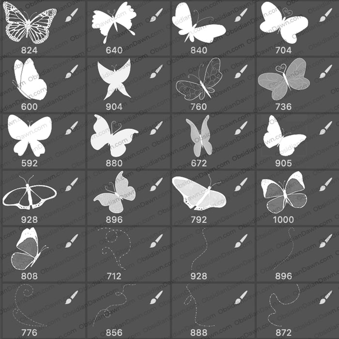 Butterflies and Trails Brushes - Photoshop, Procreate, GIMP