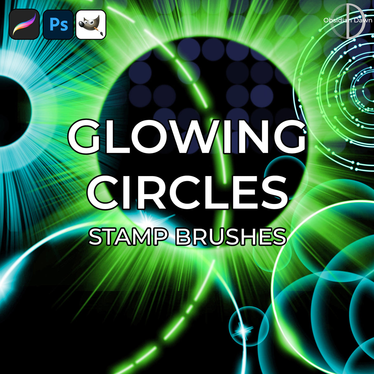 Glowing Circles Brushes - Photoshop, Procreate, GIMP — Obsidian Dawn