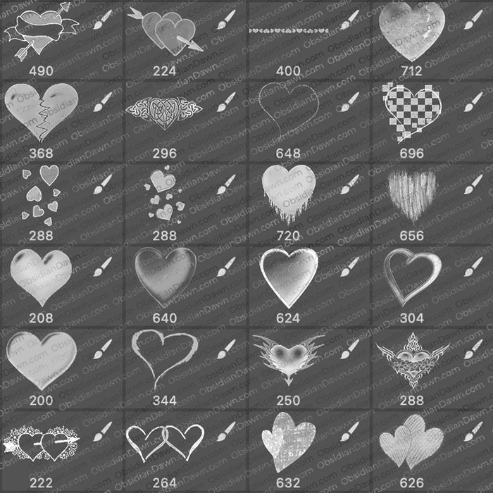 Hearts Brushes Mega Pack – Photoshop, Procreate, GIMP