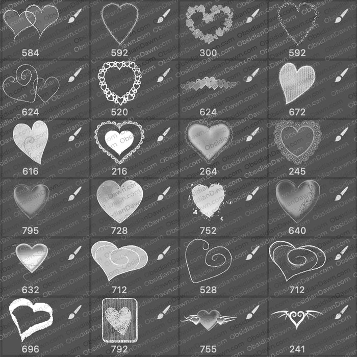 Hearts Brushes Mega Pack – Photoshop, Procreate, GIMP