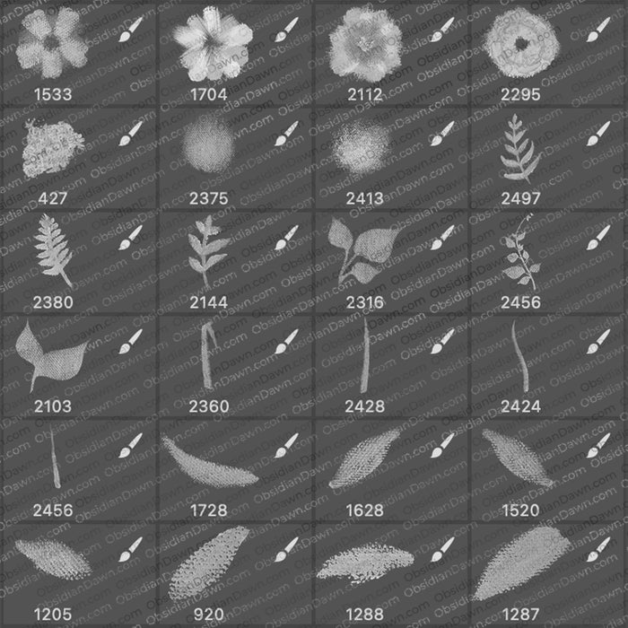 Painted Flowers and Foliage Brushes Mega Pack - Photoshop, Procreate, GIMP