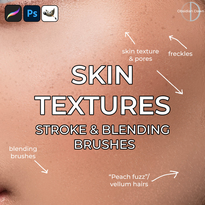 Skin Textures Stroke Brushes - Photoshop, Procreate, GIMP
