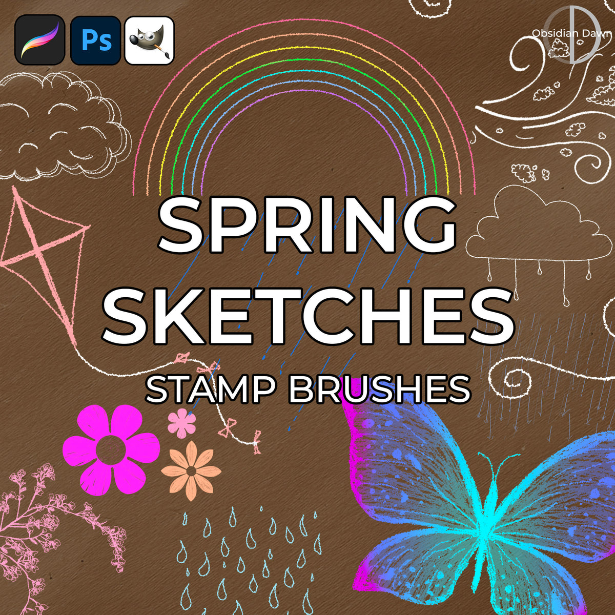 Spring Sketches Brushes - Photoshop, Procreate, GIMP — Obsidian Dawn