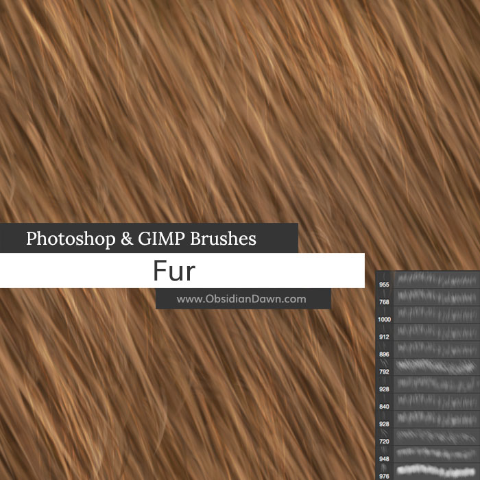 Fur Painting Photoshop & GIMP Brushes | Obsidian Dawn